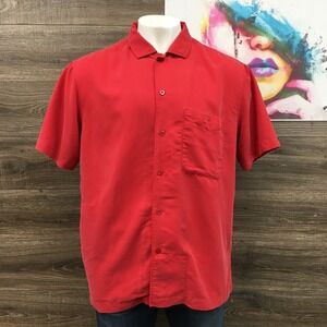Scottevest Red Short Sleeve Travel Shirt Mens XXL Hidden‎ Pocket Modal Blend